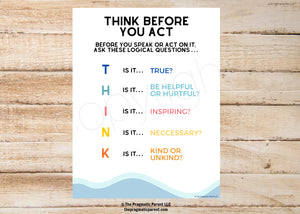 Self-Regulation Think Before You Act Poster