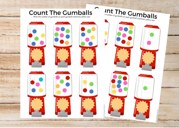 Gumball Counting Worksheets