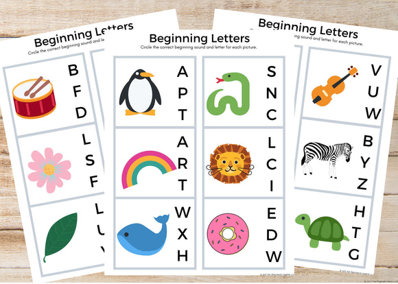 Beginning Letters & Sounds Worksheets